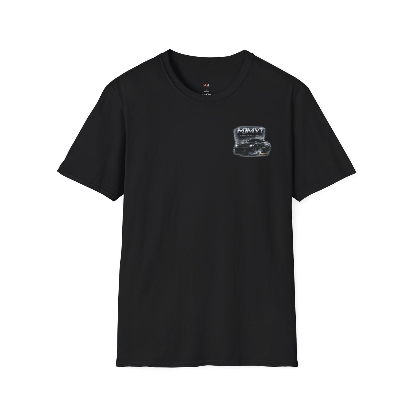 t-shirt noir  avec une voiture avec écrit au dessus mjmvnt