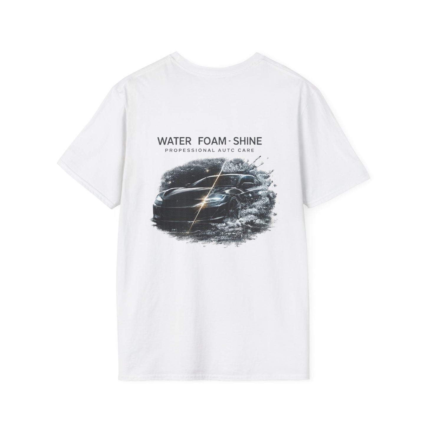 dos du t-shirt blanc avec en gros une voiture avec la différence de nettoyer ou pas 