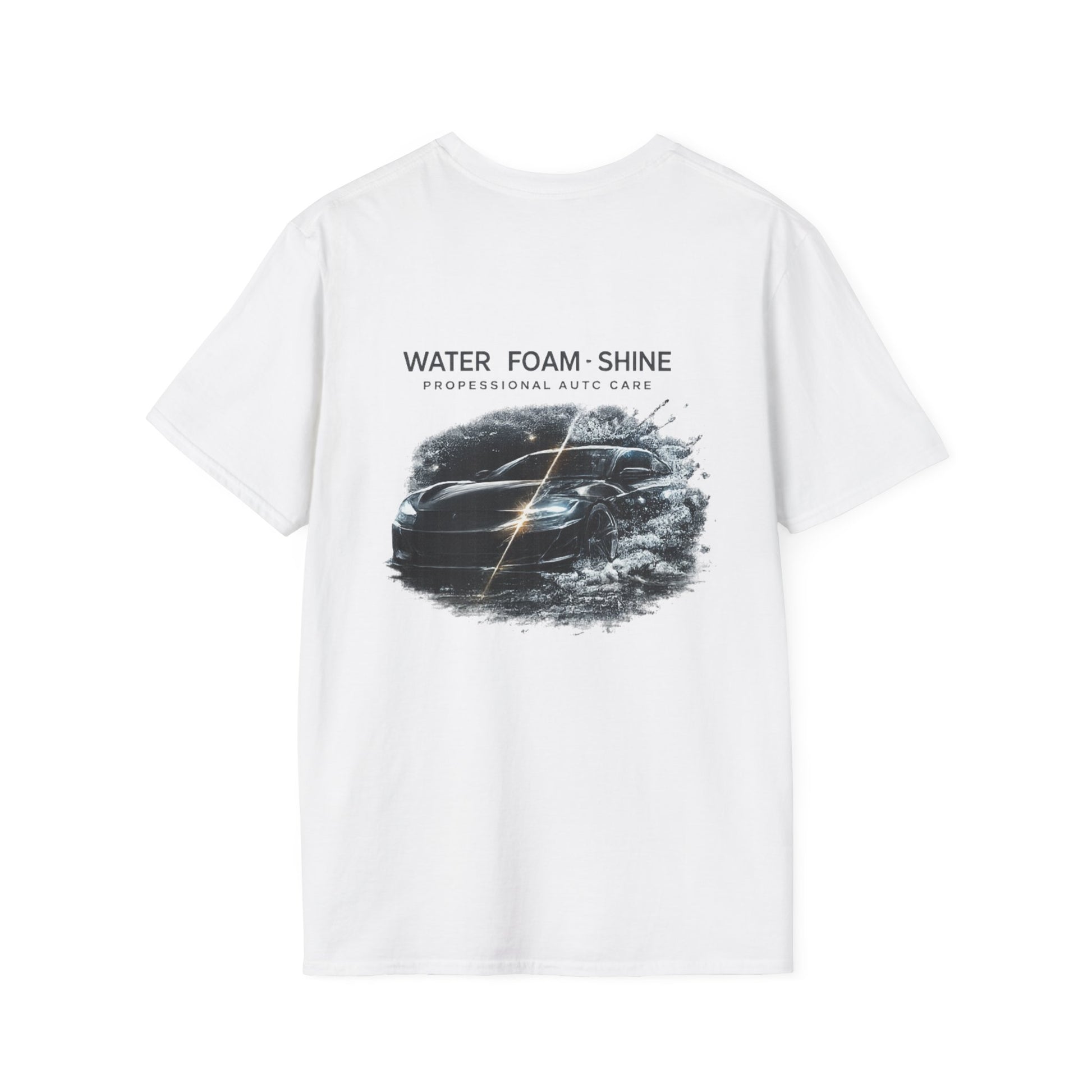dos du t-shirt blanc avec en gros une voiture avec la différence de nettoyer ou pas 