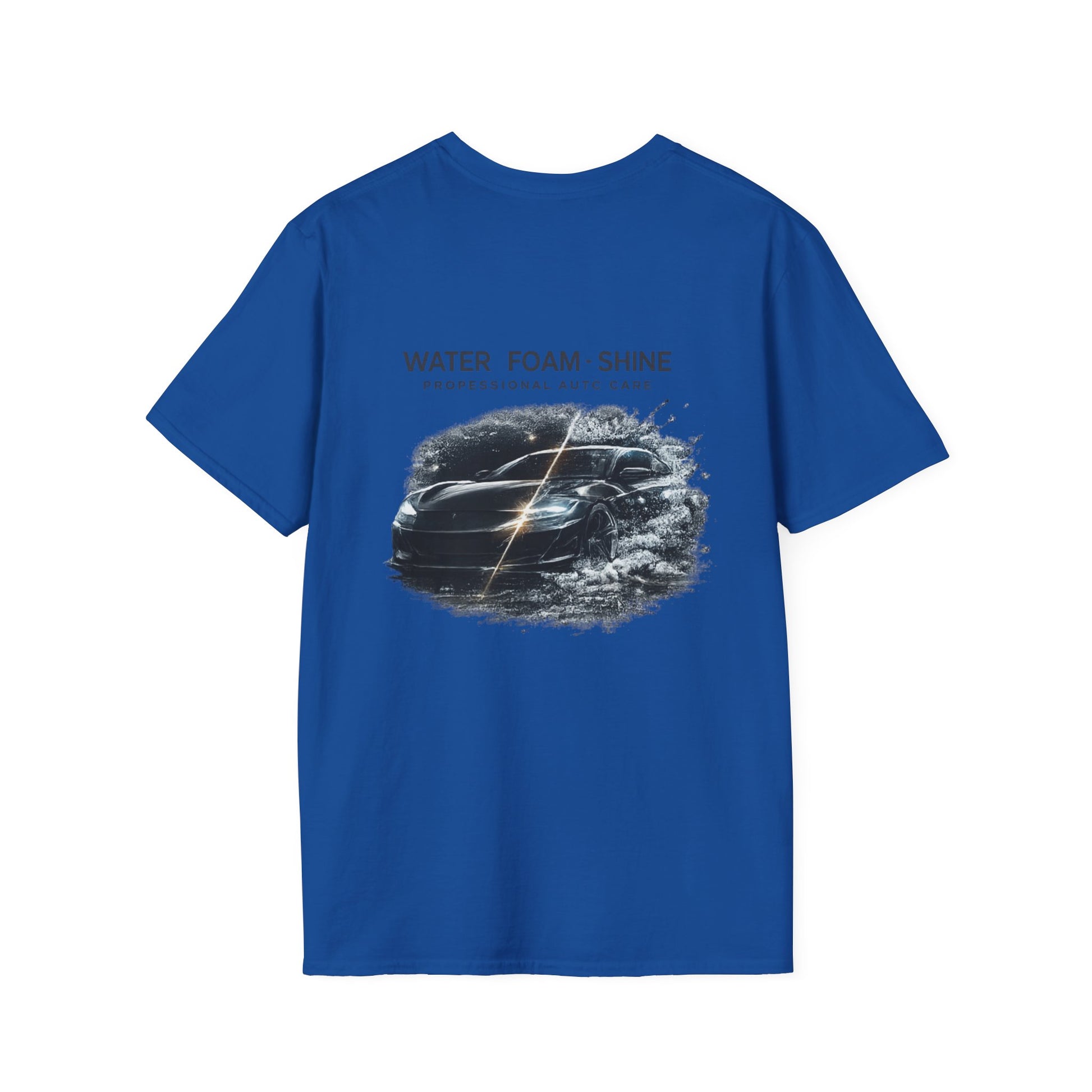 T-shirt bleu avec en gros une voiture avec la différence de nettoyer ou pas 