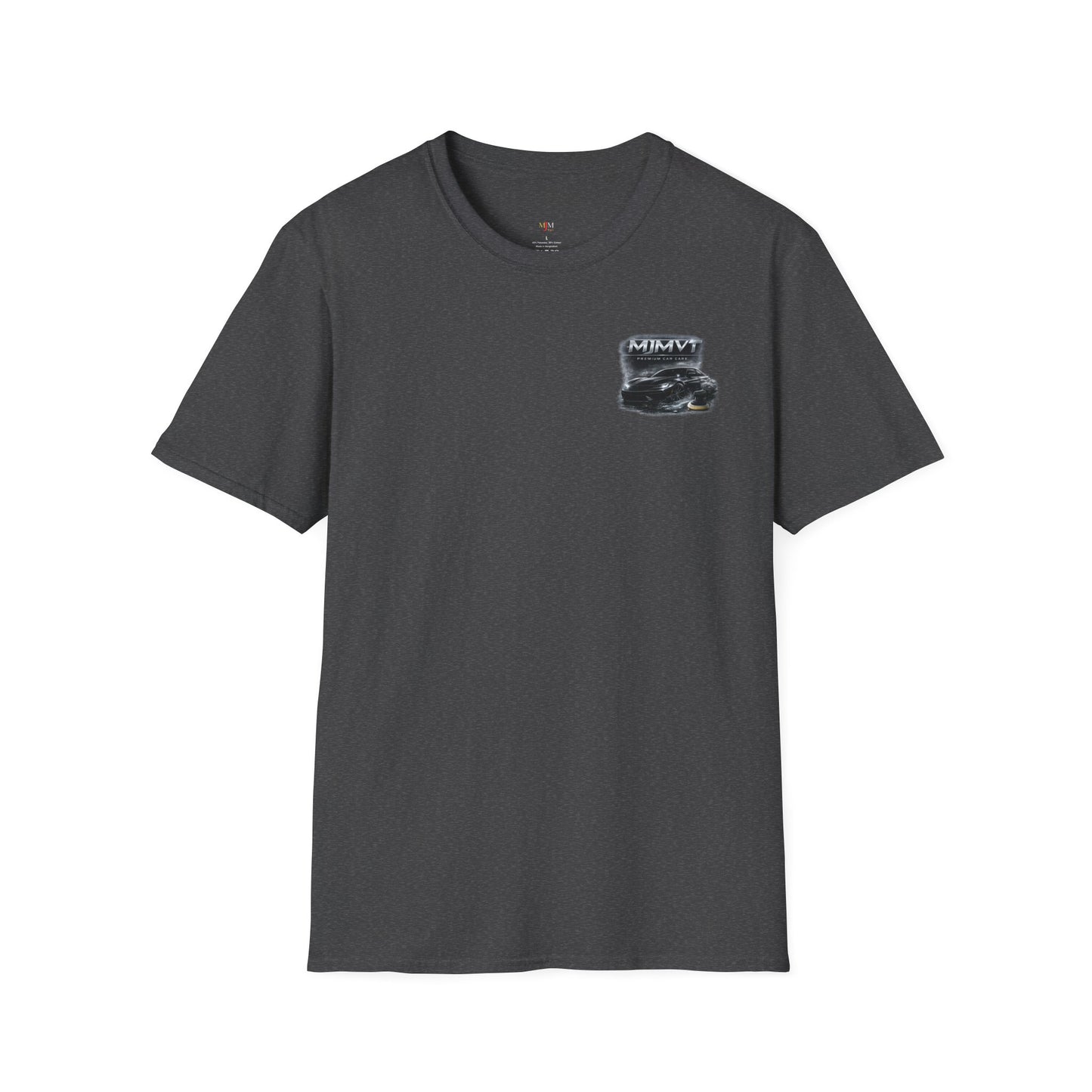 T-shirt gris  avec une voiture avec écrit au dessus mjmvnt